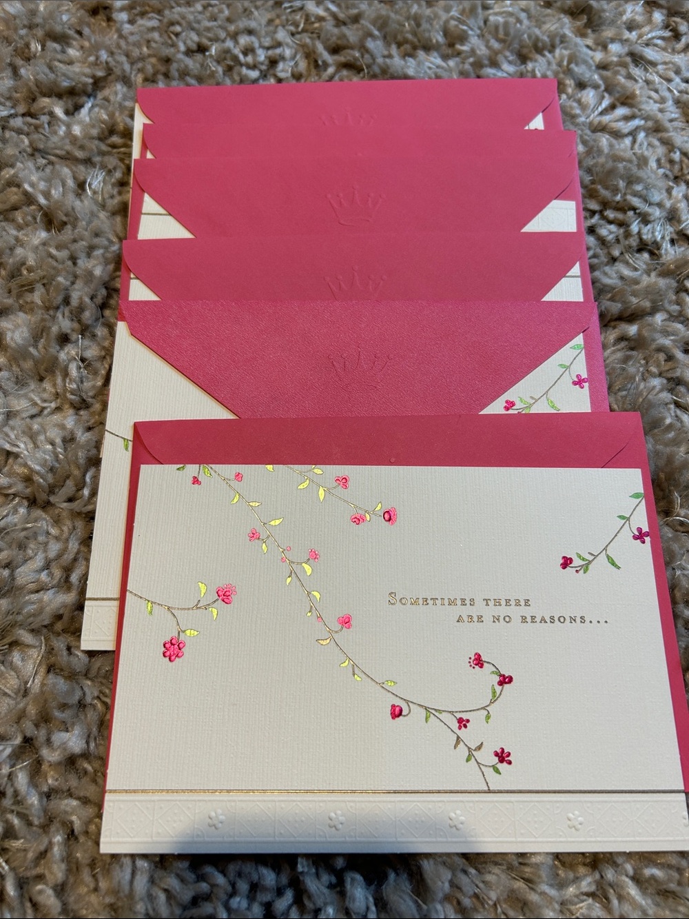 Hallmark Pink Floral Sympathy Note Cards with Envelopes 8 pack